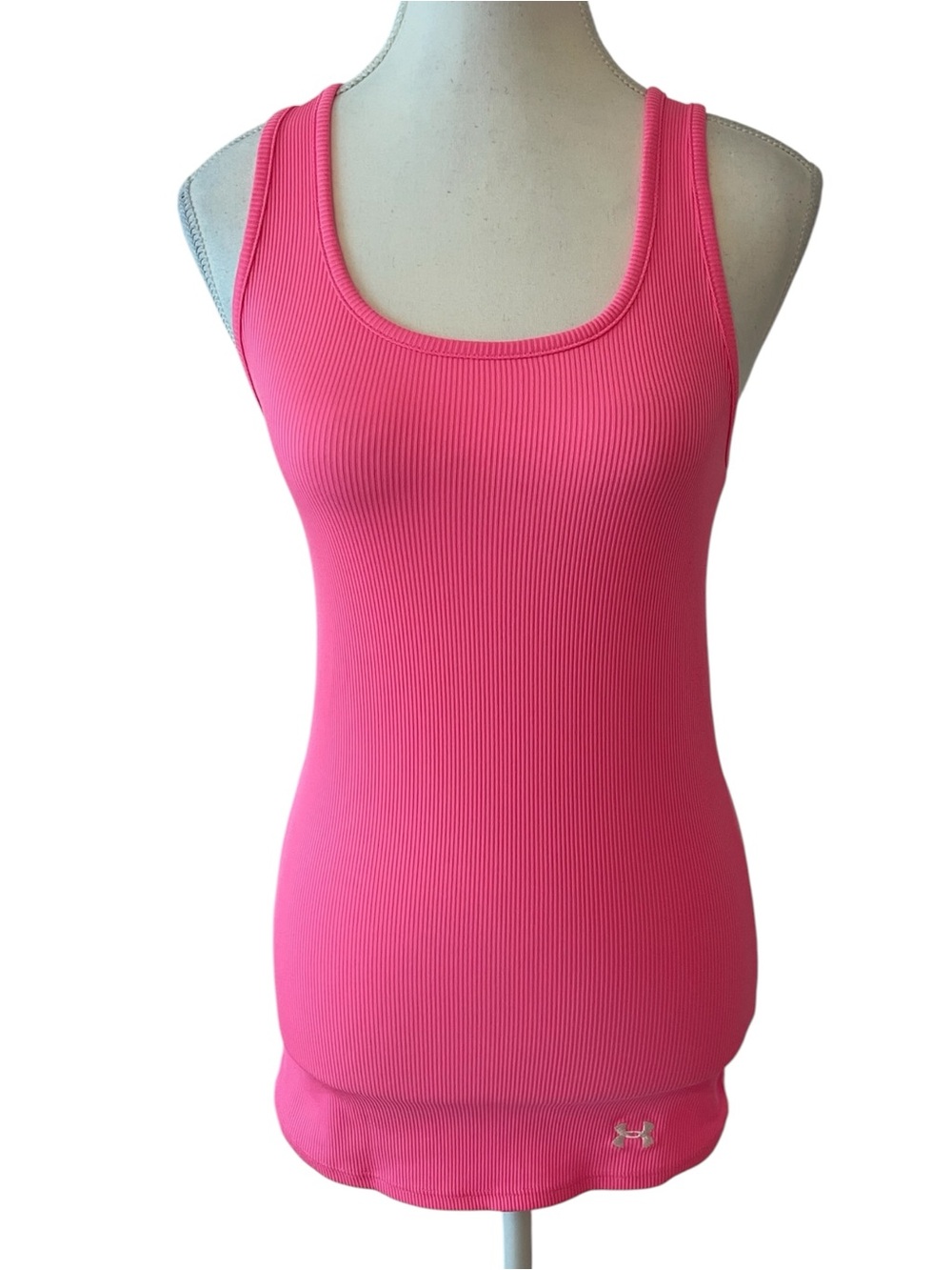 Under Armour Bright Pink Ribbed Racerback Tank Top Size Small